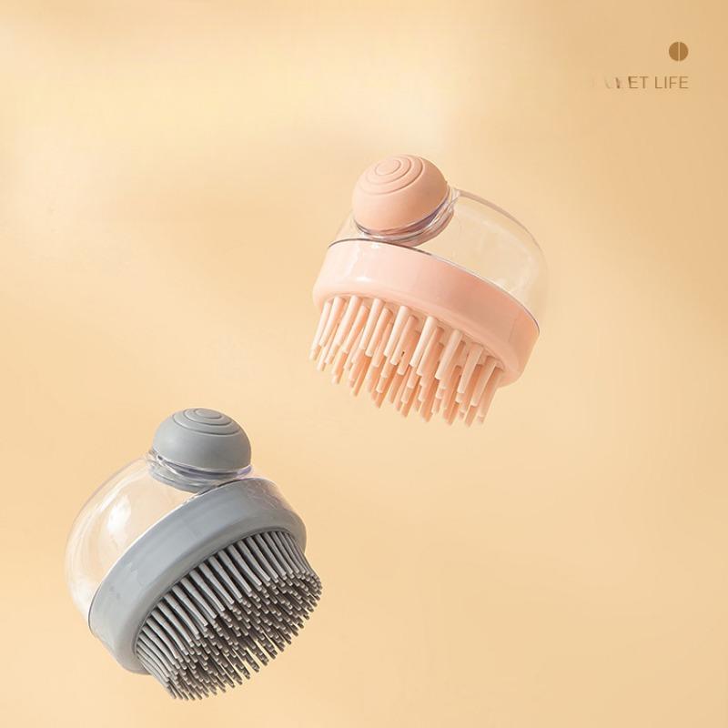 Press-type Silicone Pet Bath Brush with Liquid, Dog Massage Brush, Cat Bath Brush, Pet Cleaning