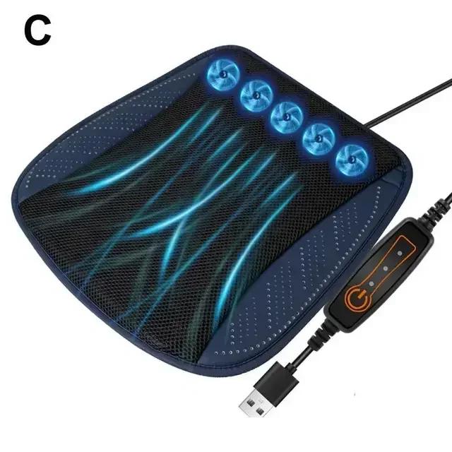 New Car Summer Cool and Ventilated Seat Cushion Breathable Heat Dissipation Home USB Fan Seat Cushion Car Cooling Seat Cover Zr