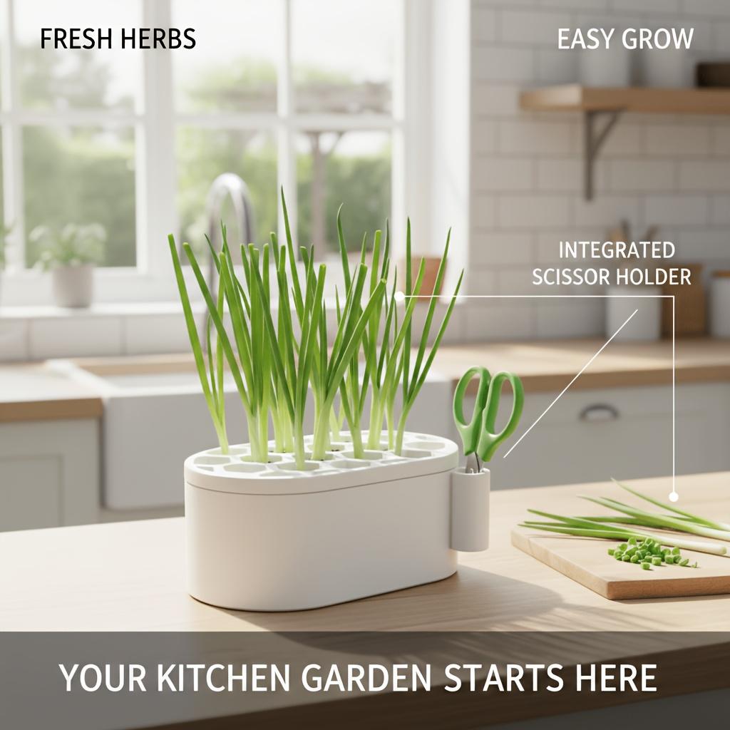 2 PCS Multifunctional Hydroponic Pot for Regrowing Scallions And Garlic,Comes with a Scissor Support Frame for Easy Access to Scissors