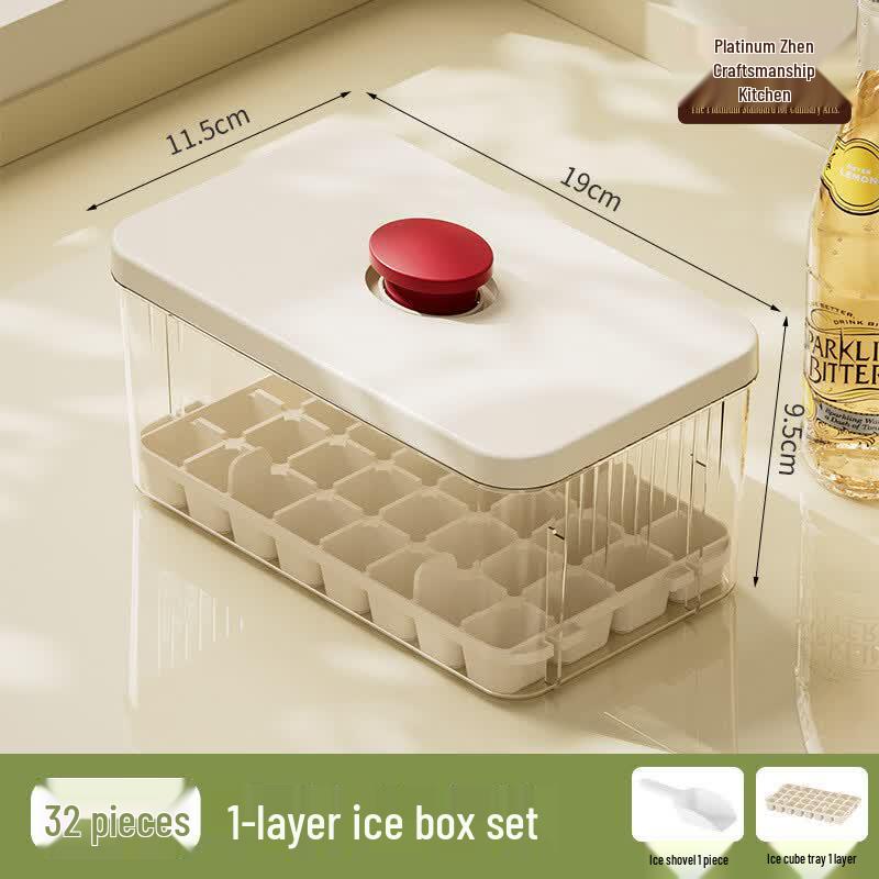 Press-Type Ice Cube Maker with Storage Box