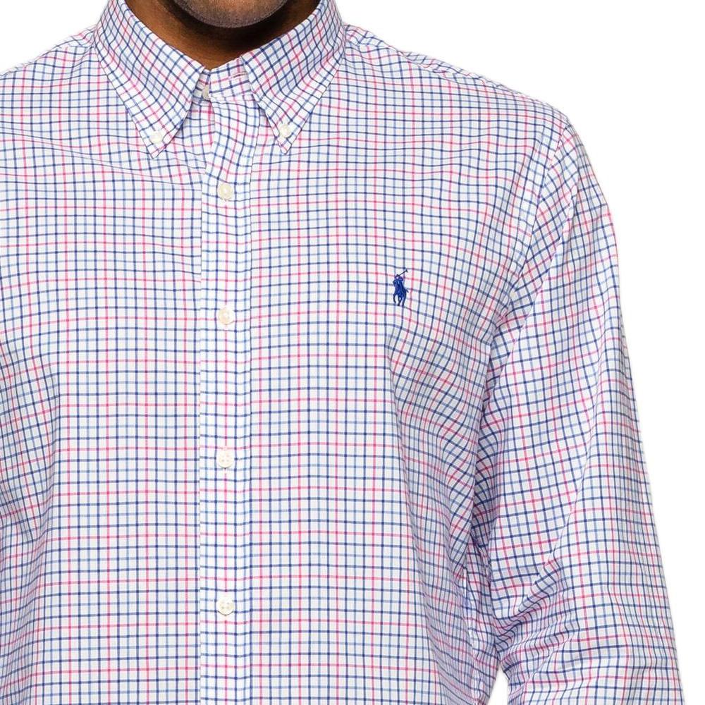 Polo Ralph Lauren Plaid Pony Logo Embroidered Poplin Long Sleeve Shirt Men shirts Blue Pink 710784272-001