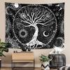 1pc Tree of Life Tapestry Wall Hanging, Sun, Moon, Stars Black and White Tapestry, Milky Way Wall Tapestry