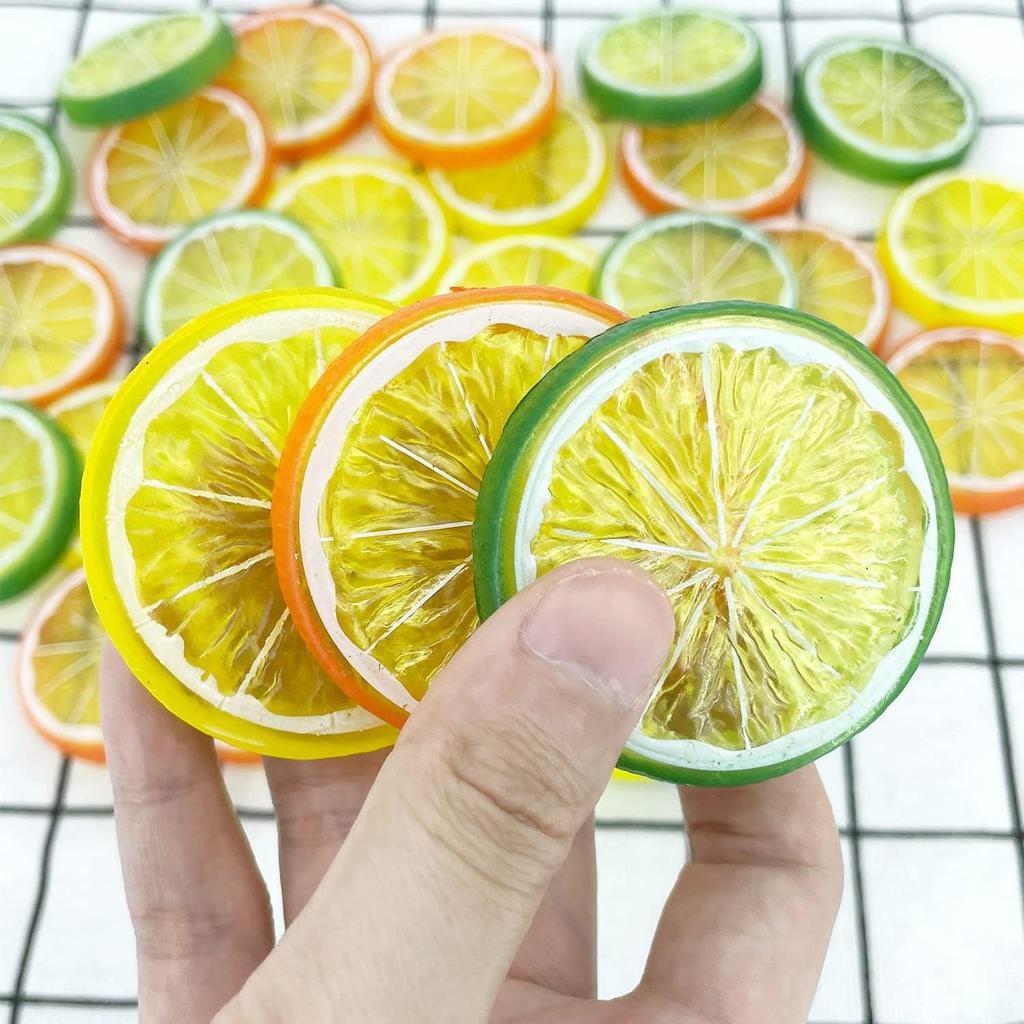 6 Artificial Lemon Slices Blocks Props Simulation Fake Fruit Realistic Model Party Home Kitchen Restaurant Christmas Decoration