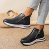 Fashion Black PU Leather Platform Sneakers for Women Fashion Double Zipper High Top Sports Shoes Woman Thick Sole Non Slip Short Boots