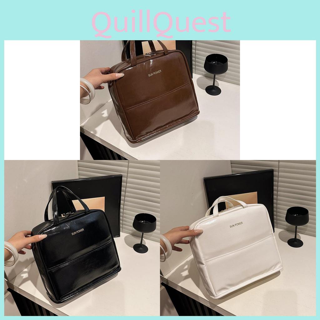 Pu Handheld Tote Bag For Daily Use With Zipper Closure And Inner Pocket