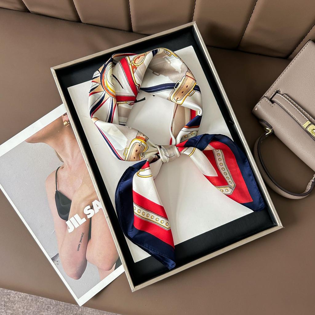 Hedvábný šátek pro ženy, módní všestranný, vysoký smysl, 70 čtverečních stop, ochrana krku, šátek, retro šátek, taška