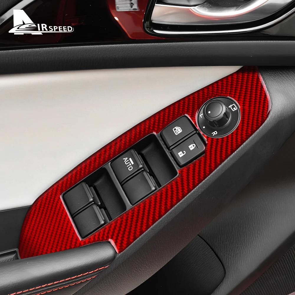 Real Soft Carbon Fiber Sticker For Mazda 3 Axela 2014 2015 2016 2017 2018 LHD RHD Car Window Lift Button Panel Trim Accessories