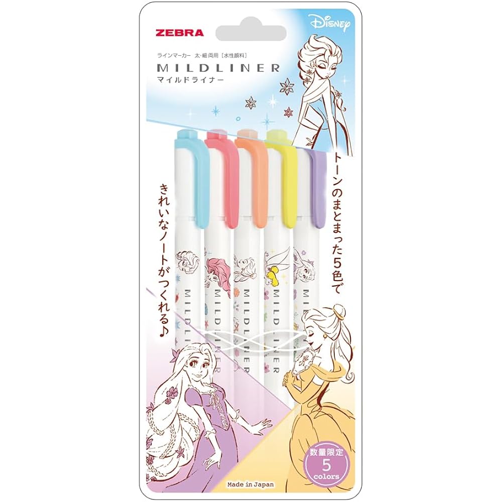 Zebra Highlighter Mildliner Disney 5 Color Set A WKT7-DS3-5C-A