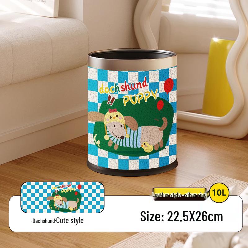 He Mu Cheng Double Layer Cartoon Stainless Steel Trash Can with Foot Pedal - Living Room & Kitchen