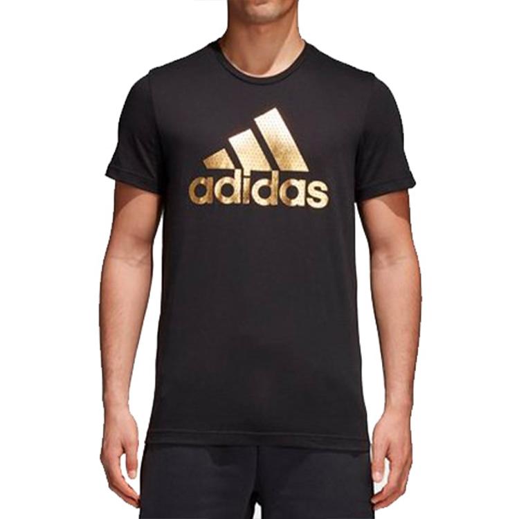 Adidas Logo Print Sports Short Sleeve T-Shirt Men Tops Black CV4507