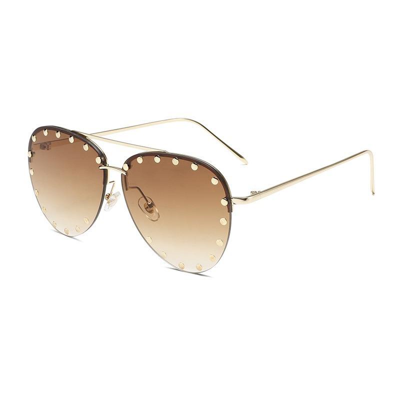 2026 New Toad-shaped Metal Sunglasses Large Frame Frameless Rice Nail Fashion Street Sunglasses