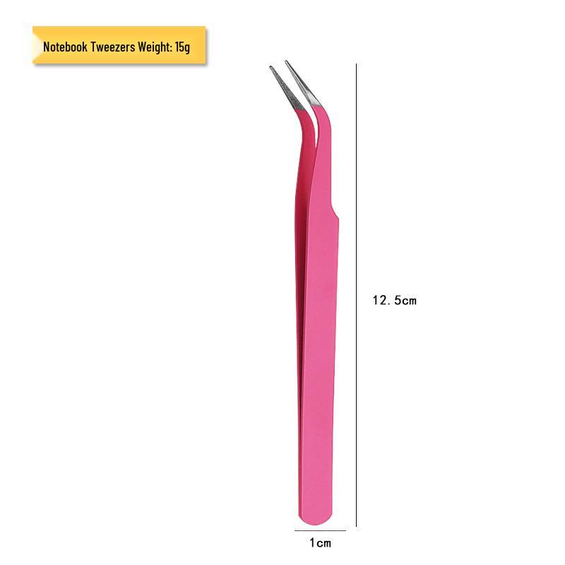 Stainless Steel Eyelash Tweezers: Thickened Journal Clips, Pointed Curved Tip for Nail Art, In Stock