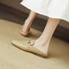 Baotou Half Slippers Women's Outer Wear 2025 Summer New Flat-bottomed Horse Buckle Leather Soft-soled Lazy Shoes Large Size Women's Shoes