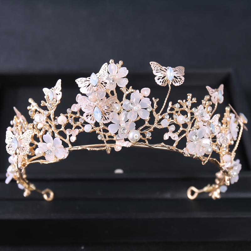 Goldfarbene Luxus-Kristall-Hochzeitstiara und Kronen Party Strass Abschlussball Braut Diadem Krone Tiara für Damen Braut Haarschmuck