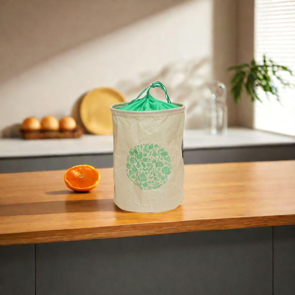 2Pcs Washable Imitation linen Storage Bag Wear-resistant Kitchen Drawstring Bag Kitchen Supplies
