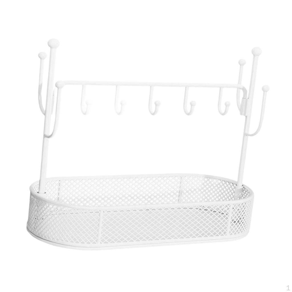 Hanging Jewelry Display Stand with Storage Tray for Keychains and Earrings