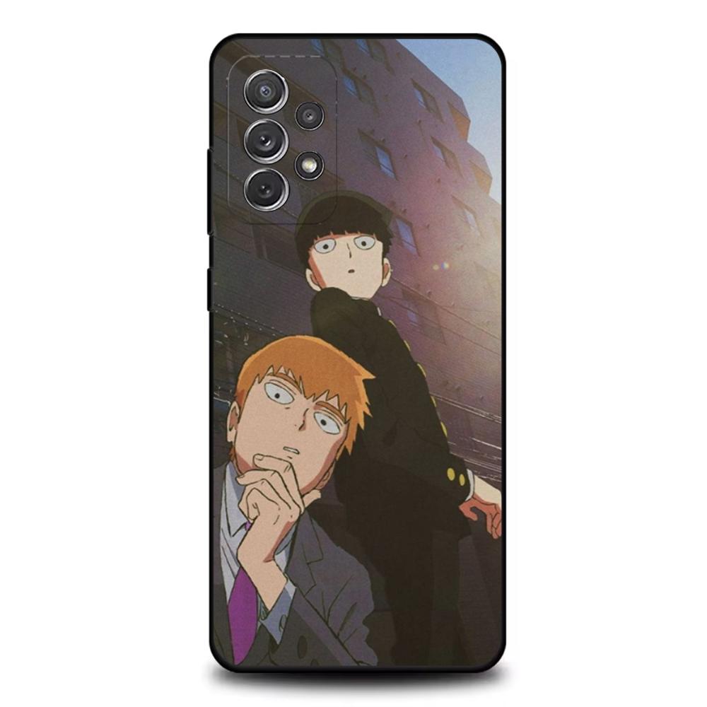 Mob Psycho 100 Cartoon Phone Case For Samsung S25,S24,S21,S22,S23,S30,Ultra,S20,Plus,Fe,Lite,Note,10,9,5G Black Cover