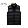 Men Cotton Vest Stand Collar Sleeveless Zipper Placket Lightweight Quilted Waistcoat Solid Color Cotton Vest Jacket with Pockets