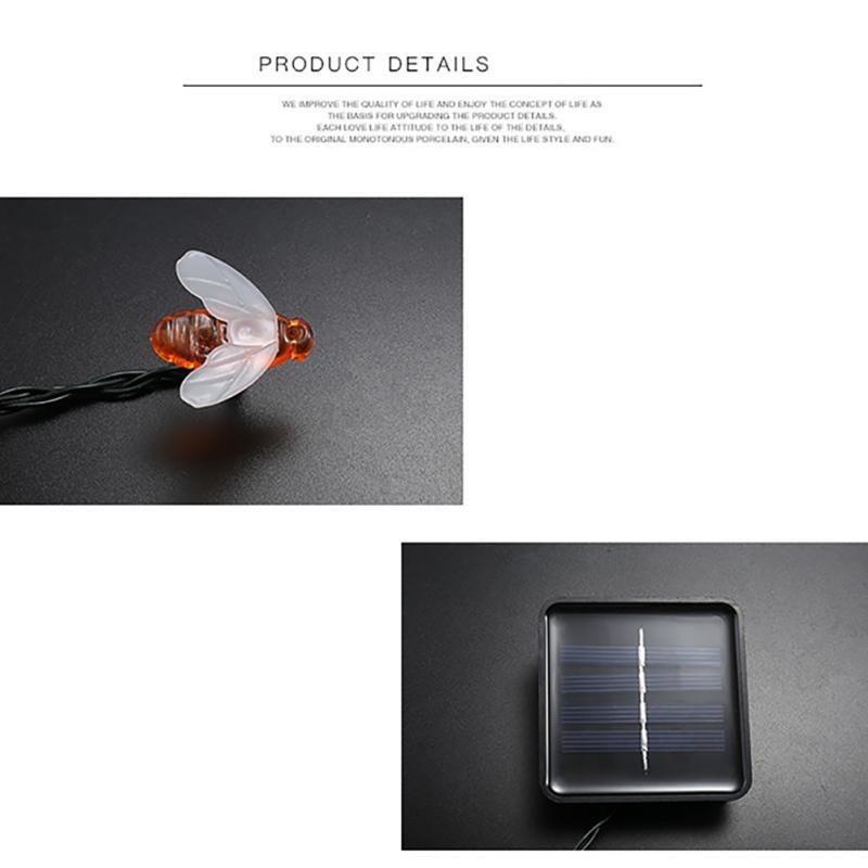 10M Solar Outdoor Cute Honey Lamp String Fairy Fairy Tale Copper Wire Lamp Garden Lawn Plant Decoration Courtyard Party Holiday Wedding Decoration