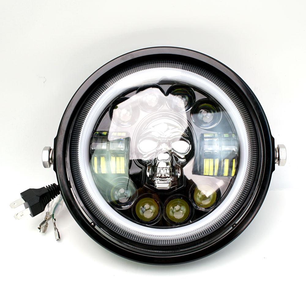 

Universal 7inch Motorcycle Skull LED Headlight With Turning Light Hi/ Lo Beam IP67 For Motorcycle Jeep Wrangler Harley Yamaha