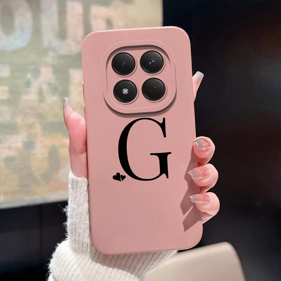 For Redmi Note 15 Pro 4G 5G Cases Simplicity 26 Letters Shockproof Liquid Silicone Cover For RedmiNote15 RedmiNote15Pro Fundas