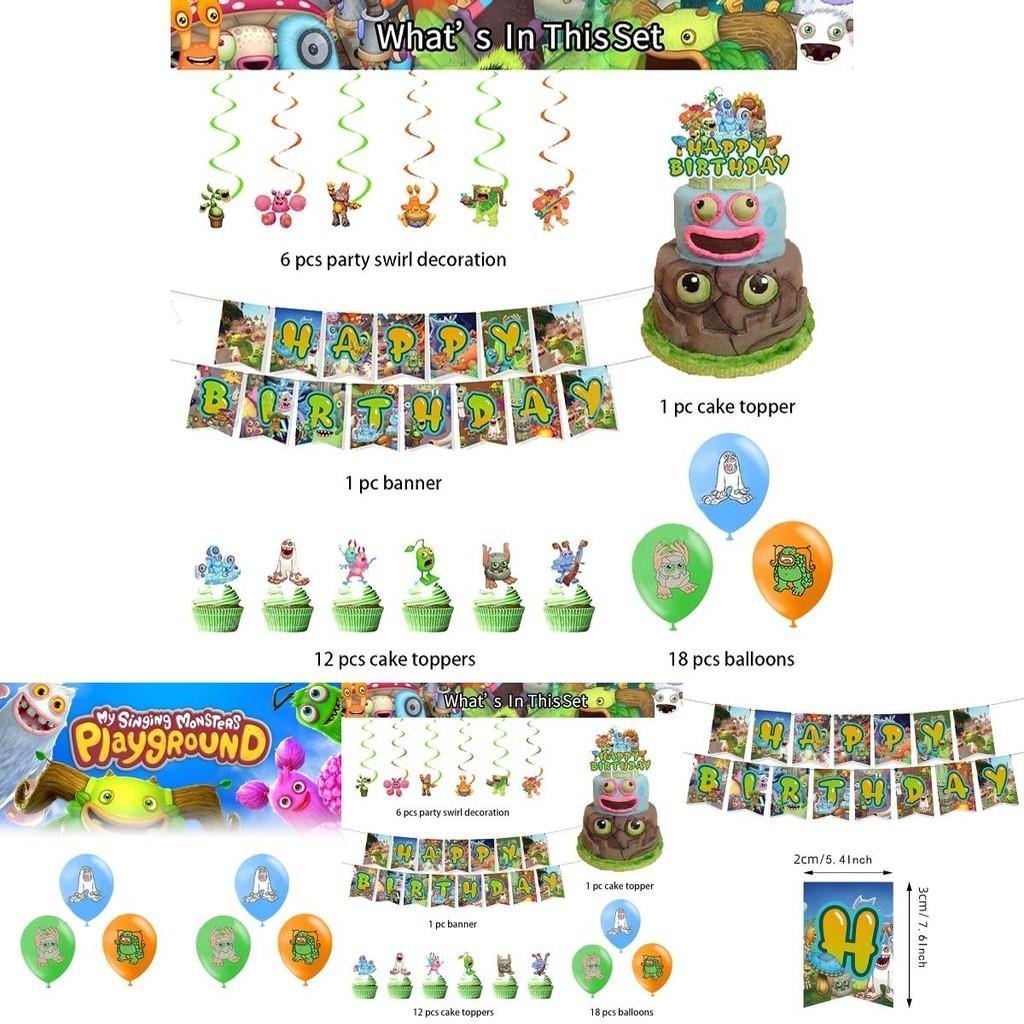 My Singing Monster Themed Party Banner Kit With Balloons And Decorations For Kids Events