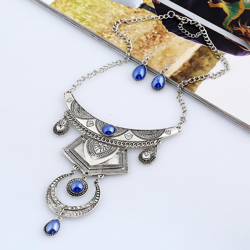 Water Alloy Fashionable Drop Necklace With Multilayer Chain And Jewelry Gemstone