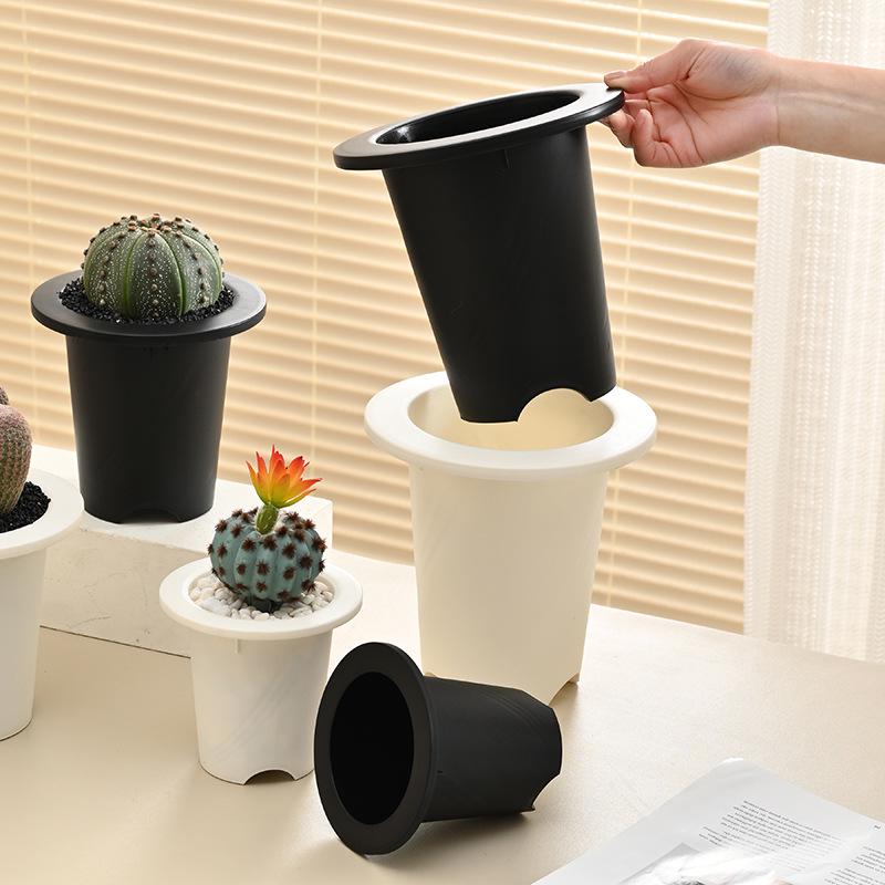 Creative Resin Plastic Round Flower Pot, 8.5CM-12CM Diameter for Aspidistra