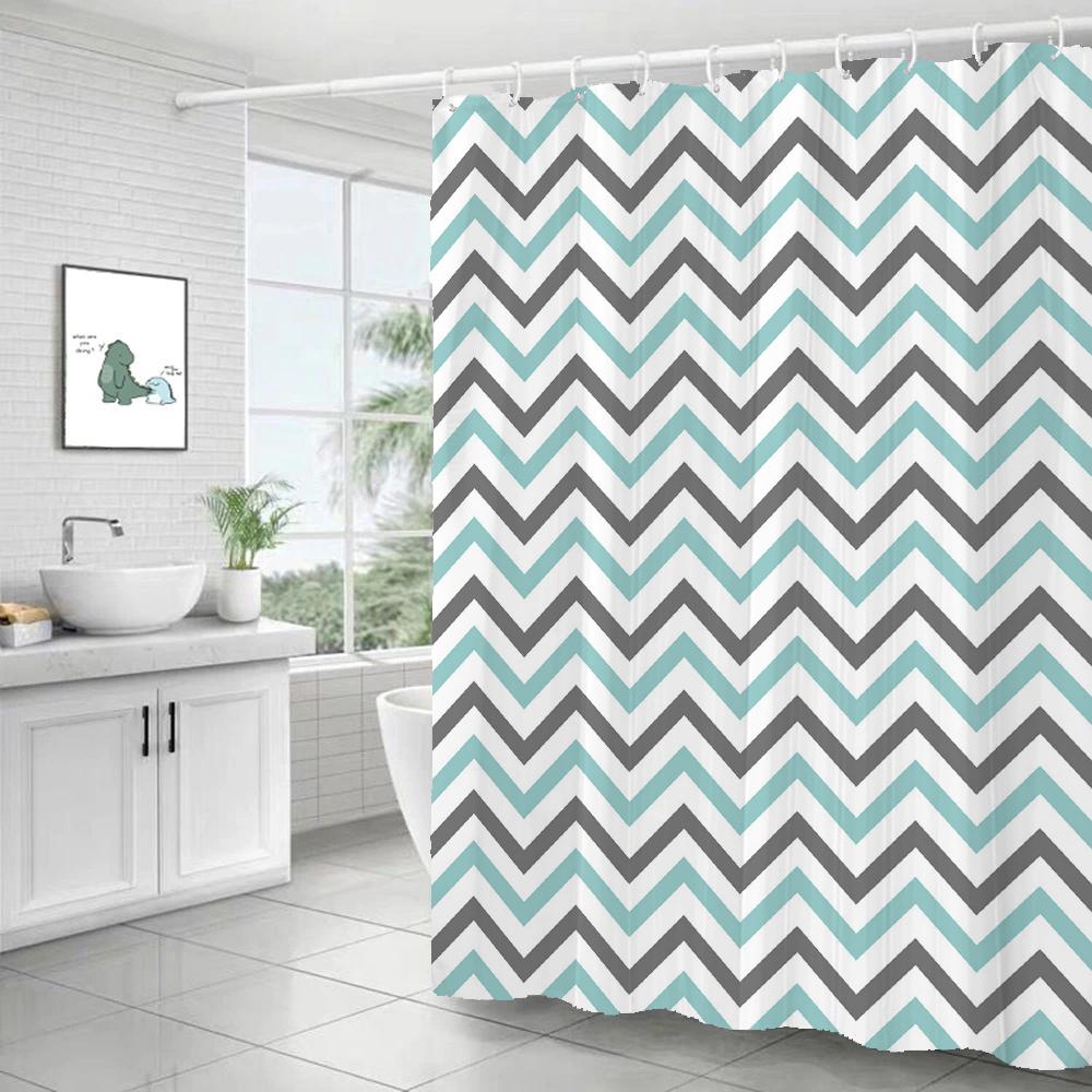 

Геометрична шторка для душу Простий смугастий принт Водонепроникні поліестерові штори для ванної кімнати Домашній декор Сучасна шторка для ванної кімнати W90xH180cm