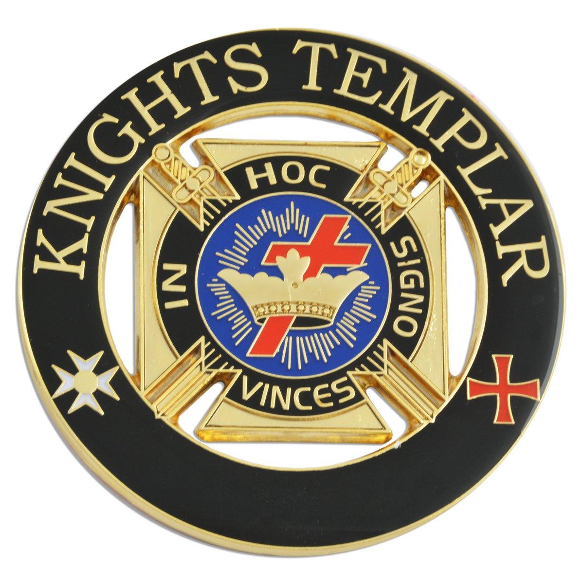 Knight Templar Circle Freemason Car Emblem - [Black & Gold] [3  Diameter] 3 Diameter