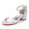 KH cm square heel Korean spring bride ivory silk satin light mouth buckle white sandals women