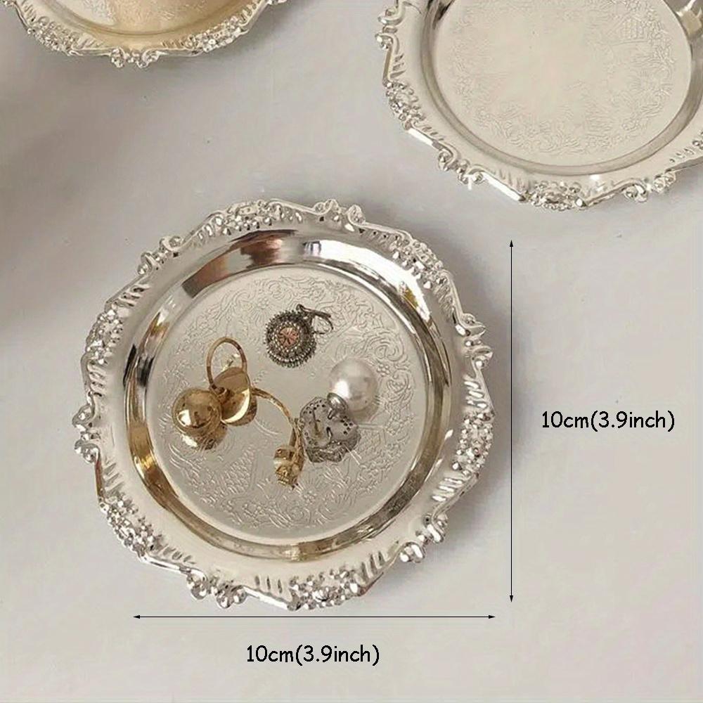 Round Metal Tray  Jewelry Dish Earrings Necklace Ring Candles Storage Plates Display Bowl Photography Props Home Decoration