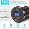 12V/24V Car Charger Socket with ON/Off Switch Voltage Display  45W PD USB QC 3.0 Fast Charger for Car Truck Boat RV Motorcycle