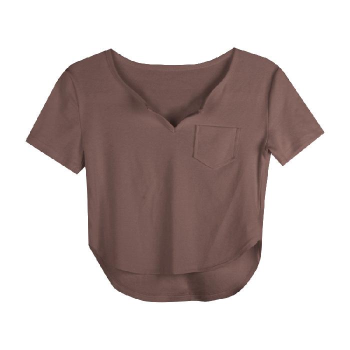 Nischen V-Ausschnitt Kurzarm T-Shirt für Damen Design Slim Basic Shirt für Sommer Kurz Slim Hot Girl Top