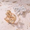 Vintage Metal Butterfly Hollow Open Rings for Women New Trendy Gold copper Color Multilayer Wide Lines Adjustable Rings Zircon