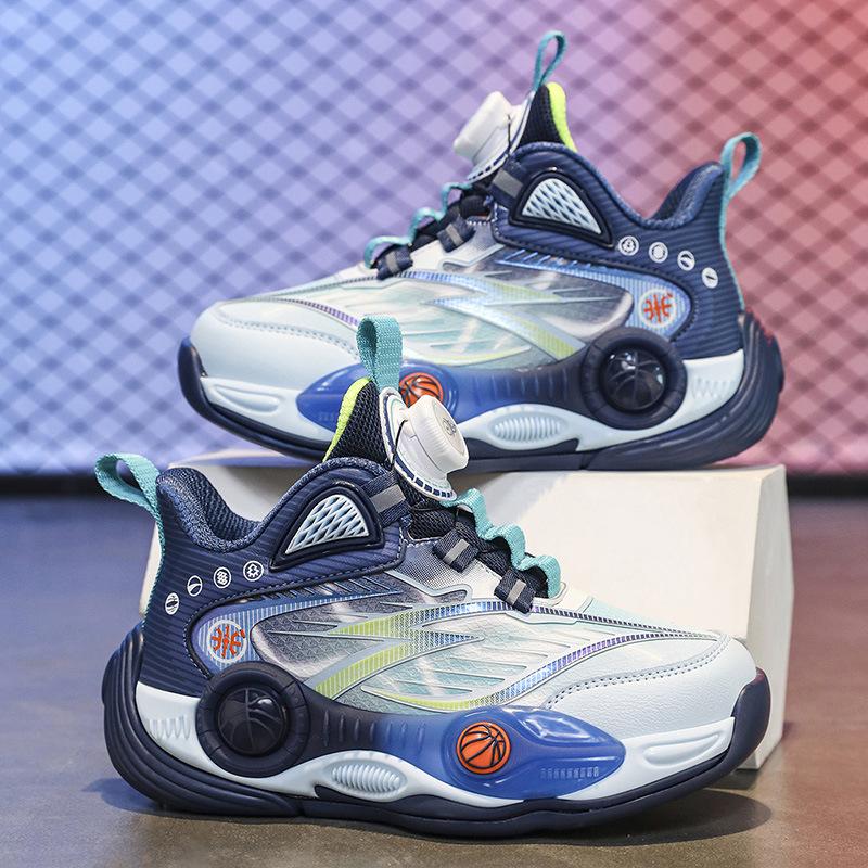 Popular Outdoor Children's Cool Basketball Shoes Portable Rotating Buckle Autumn Wear-resistant Outsole Non-slip Sports Shoes