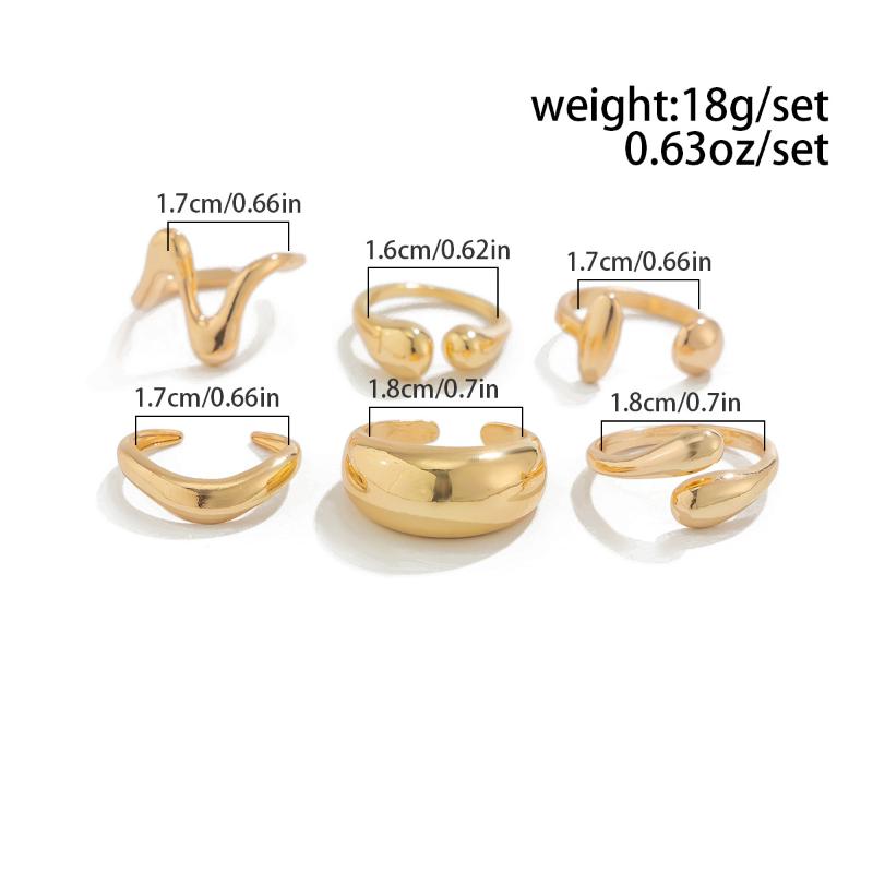 Irregular Glossy Metal Open Rings For Women Vintage Punk Gold Silver Color Personality Finger Ring Female Jewelry