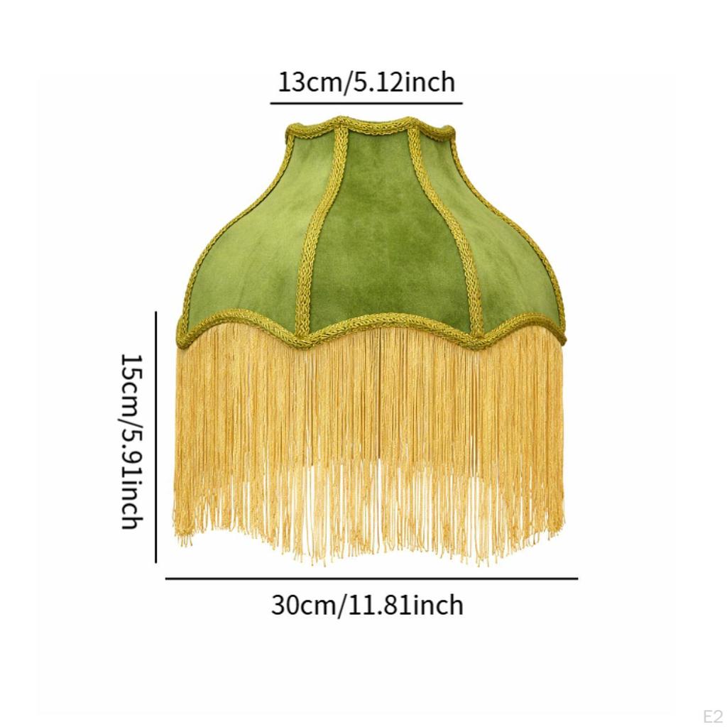 Bell-Shaped Lampshade in Velvet with Decorative Tassels And Fringes, Light Ideal for Floor Or Table