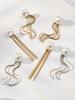 18K Gold Plated Stainless Steel Geometric Pearl Tassel Earrings - Versatile European & American Fashion Style
