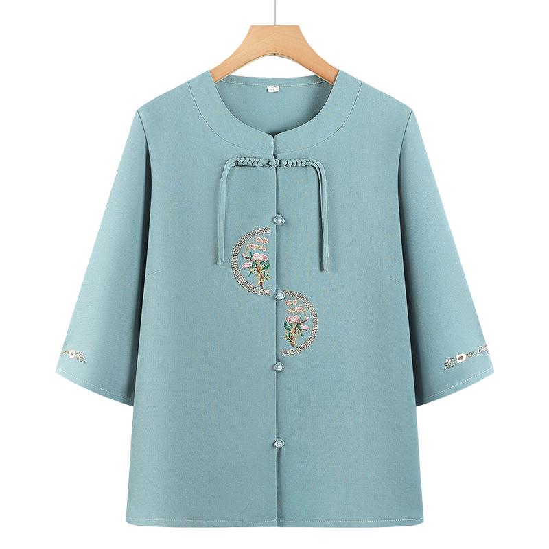 

Summer Embroidered Top & Cardigan Set for Mothers and Seniors 2XL (95-110 lbs)