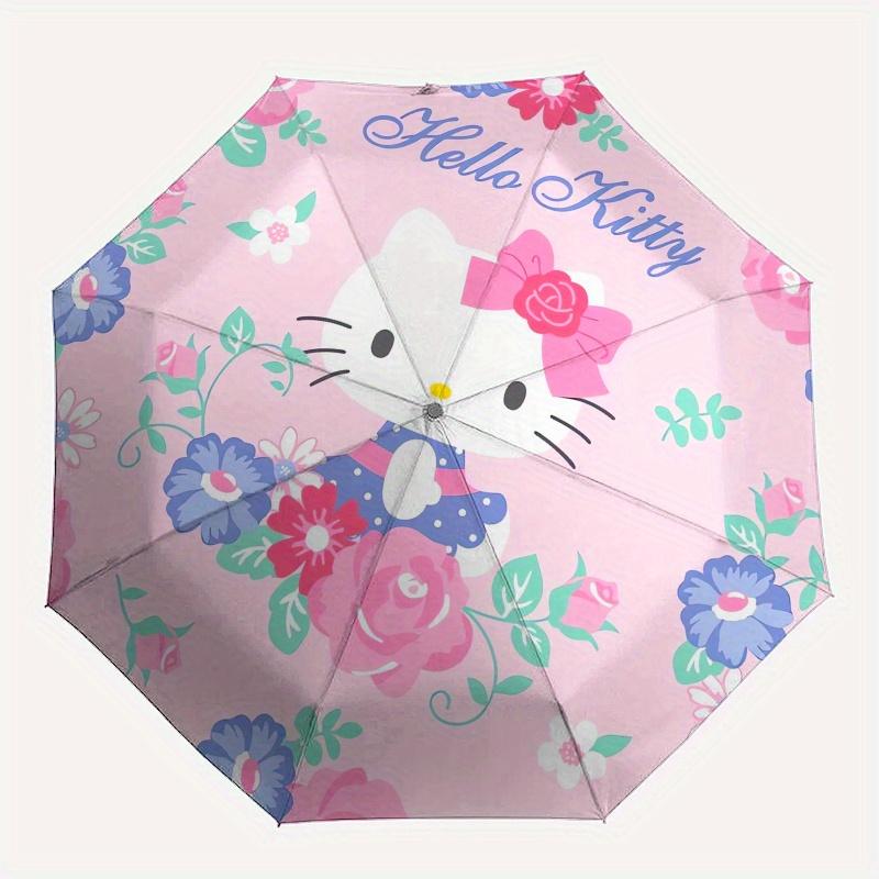 1pc Hello Kitty,Floral Pattern Automatic Umbrella-Foldable, Durable 8-Bone Design, Compact and Stylish, Great for Camping, Halloween, Christ