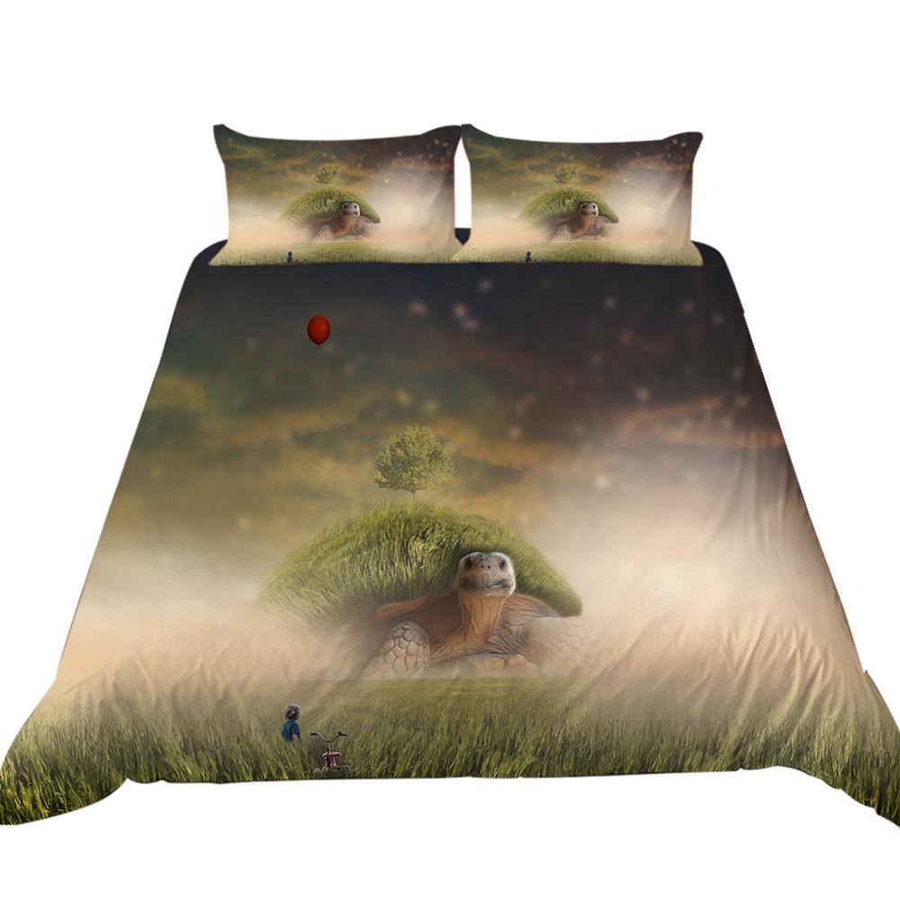 3D Ocean Animal Theme Series Bedding Set with Animal Prints Such As Jellyfish and Dolphins 2/3 Pieces, Washable Home Decoration