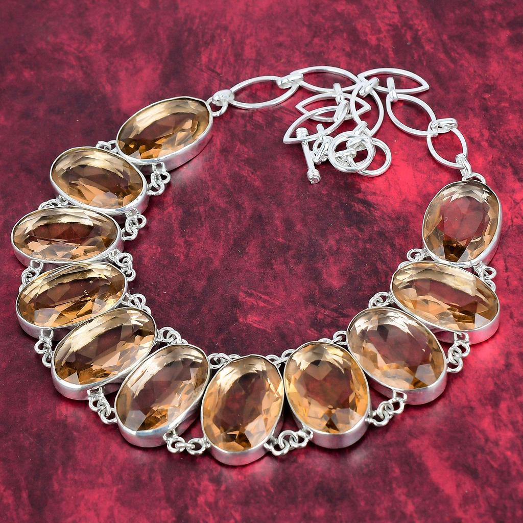 Faceted Morganite 925 Solid Sterling Silver Necklace with Adjustable Chain, Handmade Gemstone Jewelry Necklace, For Memorial Day