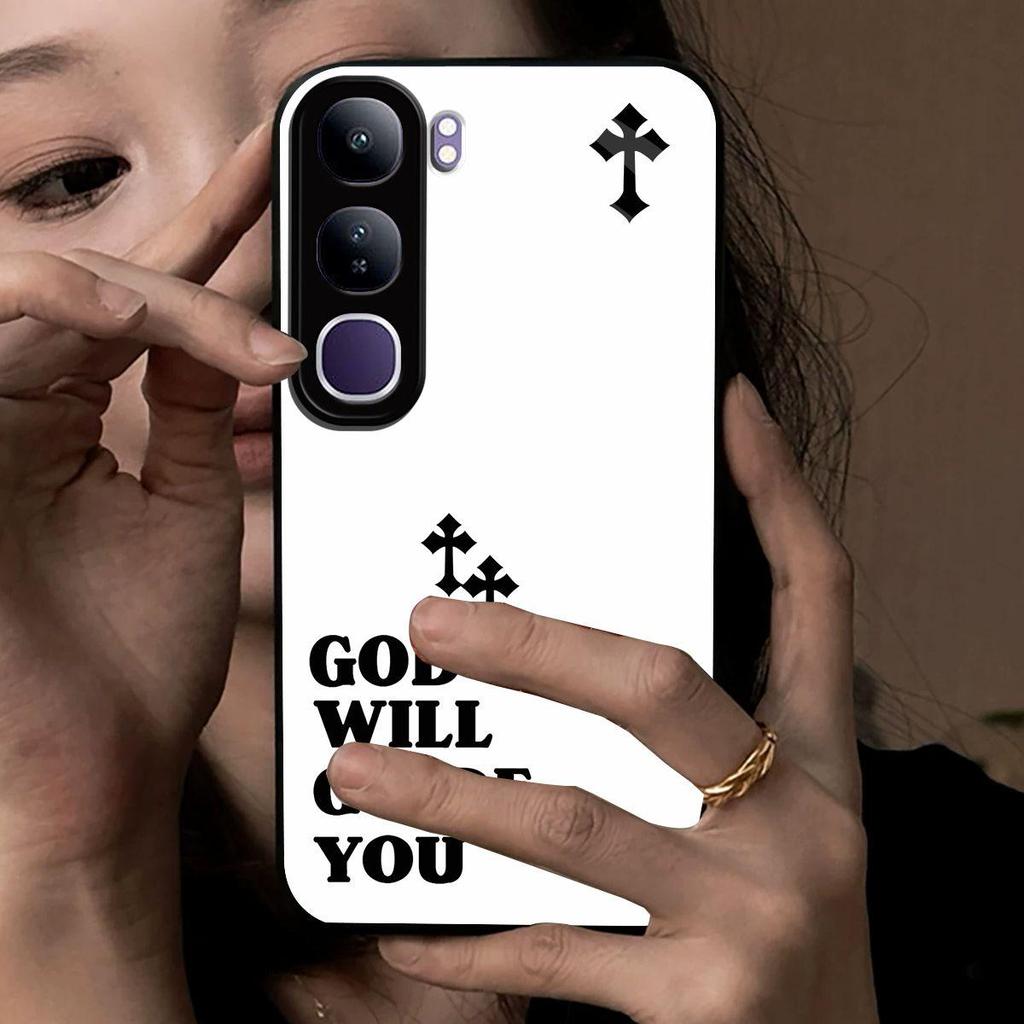 Retro Cross Letter Print Phone Case for Vivo V40 Lite 5G Y200 Acrylic TPU Hybrid Shockproof Cover