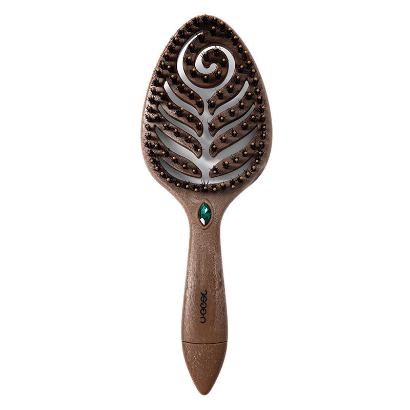 Anti-Static Hair Growth Volumizing Comb - Imitation Wood, Massage Bristles, for Long Hair Care