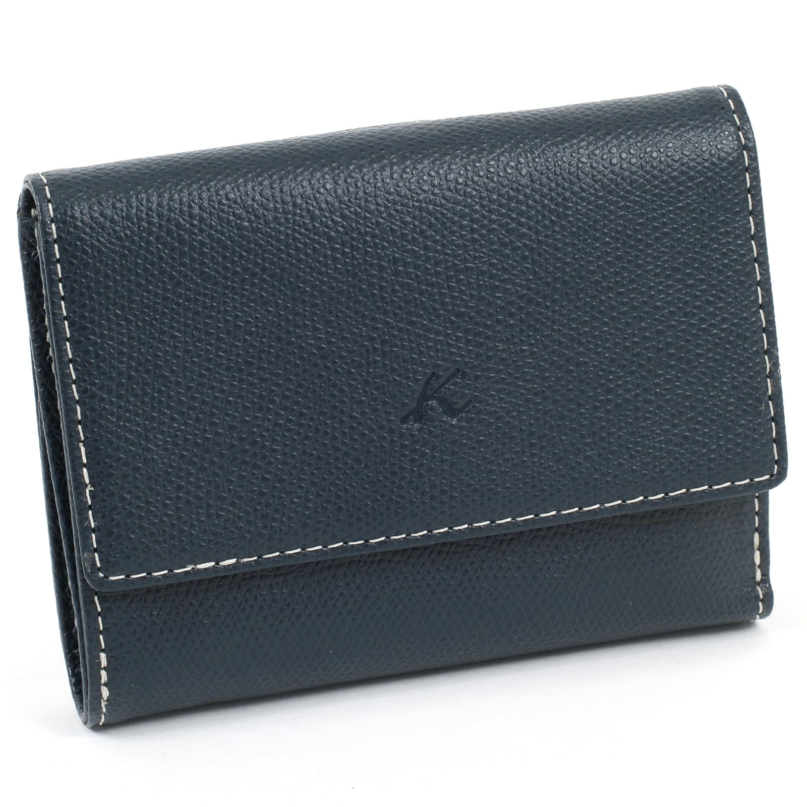

Bifold Wallet Embossed to make scratches less noticeable PH0537 Dark Stitch 10915 [Kitamura] Blue/Ivory [Navy Blue]