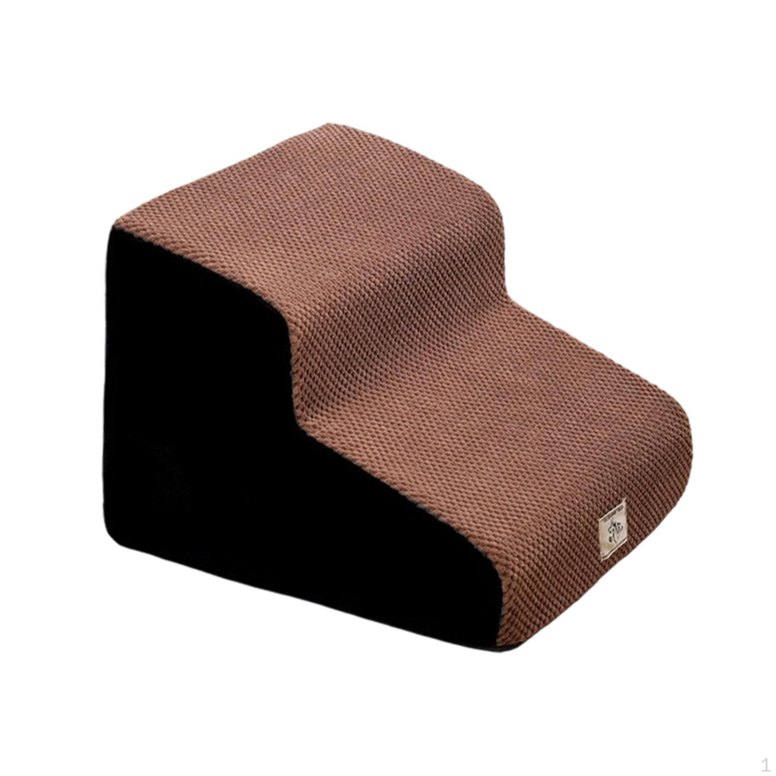 

2 Step Pet Stairs Dog Stair Ramp Lightweight Gentle Slope Ladder for Dogs Injured Sofa black coffee