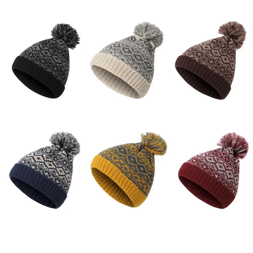 Unisex Womens Winter Warm Pom Pom Hat Cable Bobble Hat Pom Wooly Cap Knitted Beanie Cap