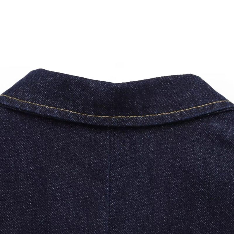 Kaslead New Arrival Women's Clothing Fashion Style Fashion Minimalist Silm Lapel Two-Way Denim Vest