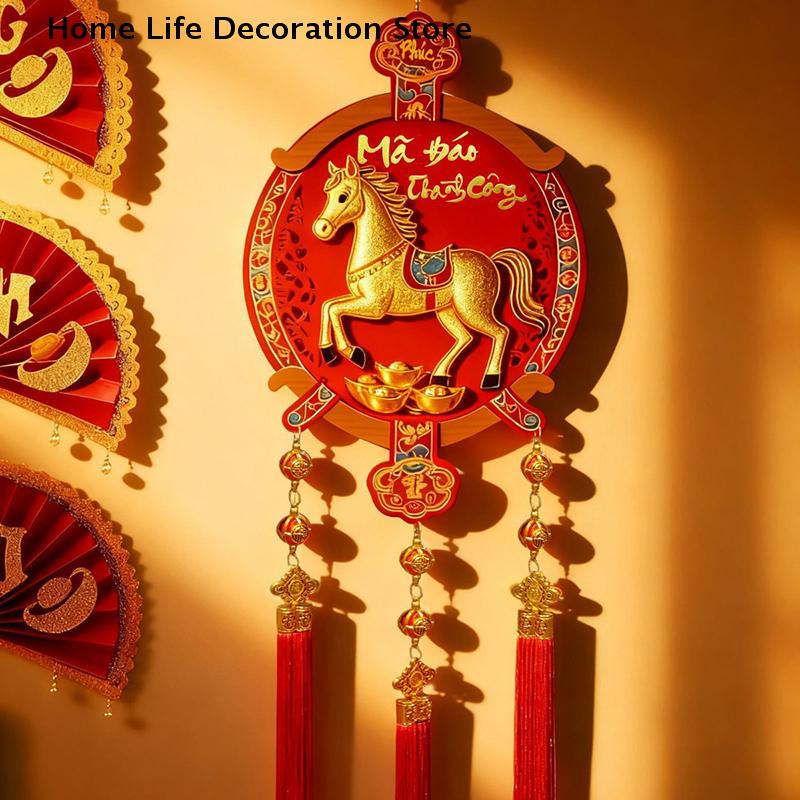 Pendenti da Appendere per il Capodanno Vietnamita con Nappa Finestra Porta Festa Ornamento da Appendere 2026 Festa di Primavera Accessori per la Decorazione della Casa